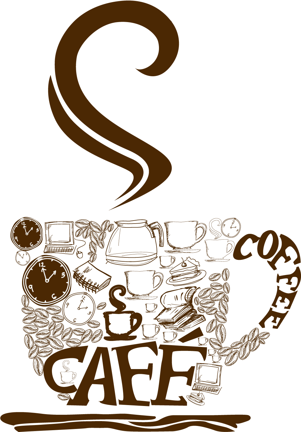 Decorative Coffee Cup Png Vector Clipart - Cup Coffee Png Vector (432x600), Png Download