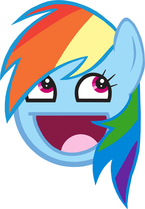 Rainbow Dash Awesome Face - Rainbow Dash Troll Face (617x887), Png Download
