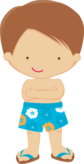 Festa Na Piscina - Boy In Swimsuit Clipart (286x558), Png Download