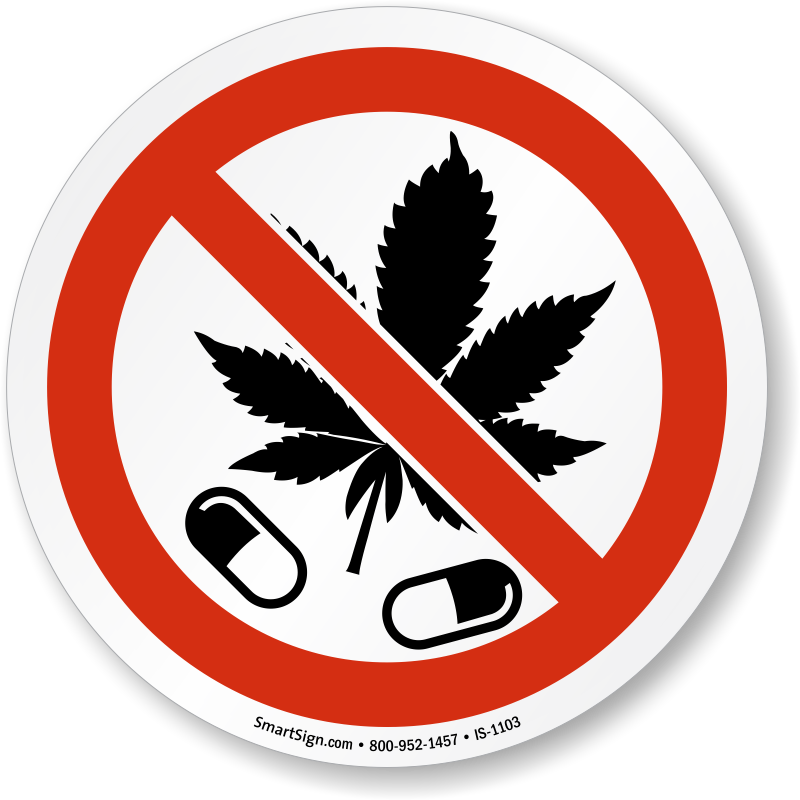 No Drugs Marijuana Leaf Iso Sign - No Alcohol Or Drugs Sign (800x800), Png Download