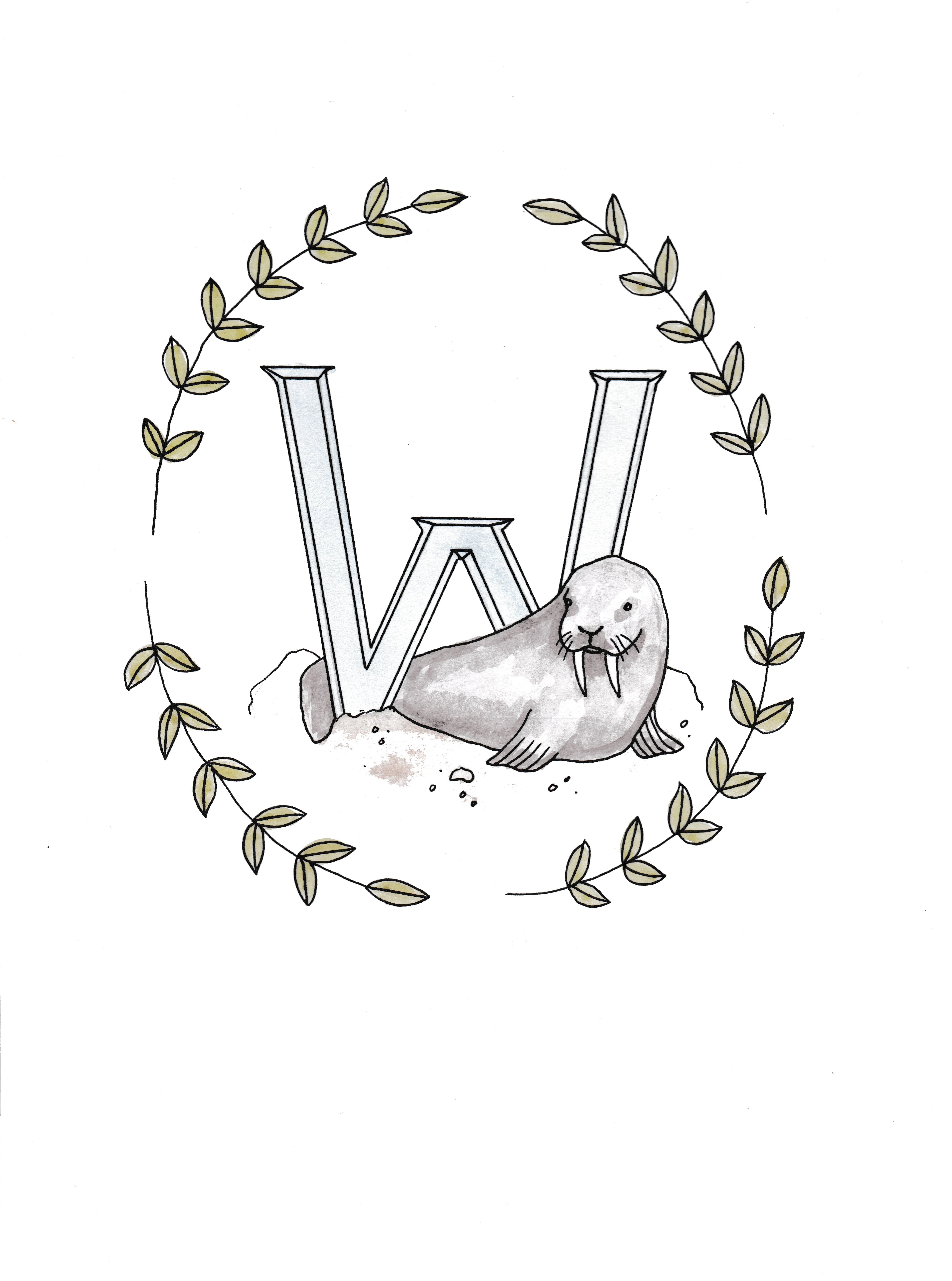 Alphabet Art Print Hand Painted Watercolour Design - Porcelain (5100x7008), Png Download