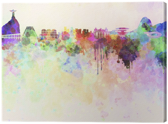 Rio De Janeiro Skyline In Watercolor Background Canvas - Skyline Rio De Janeiro (400x400), Png Download