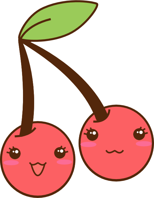 Cherry Clipart Kawaii - Cute Cherries (496x638), Png Download