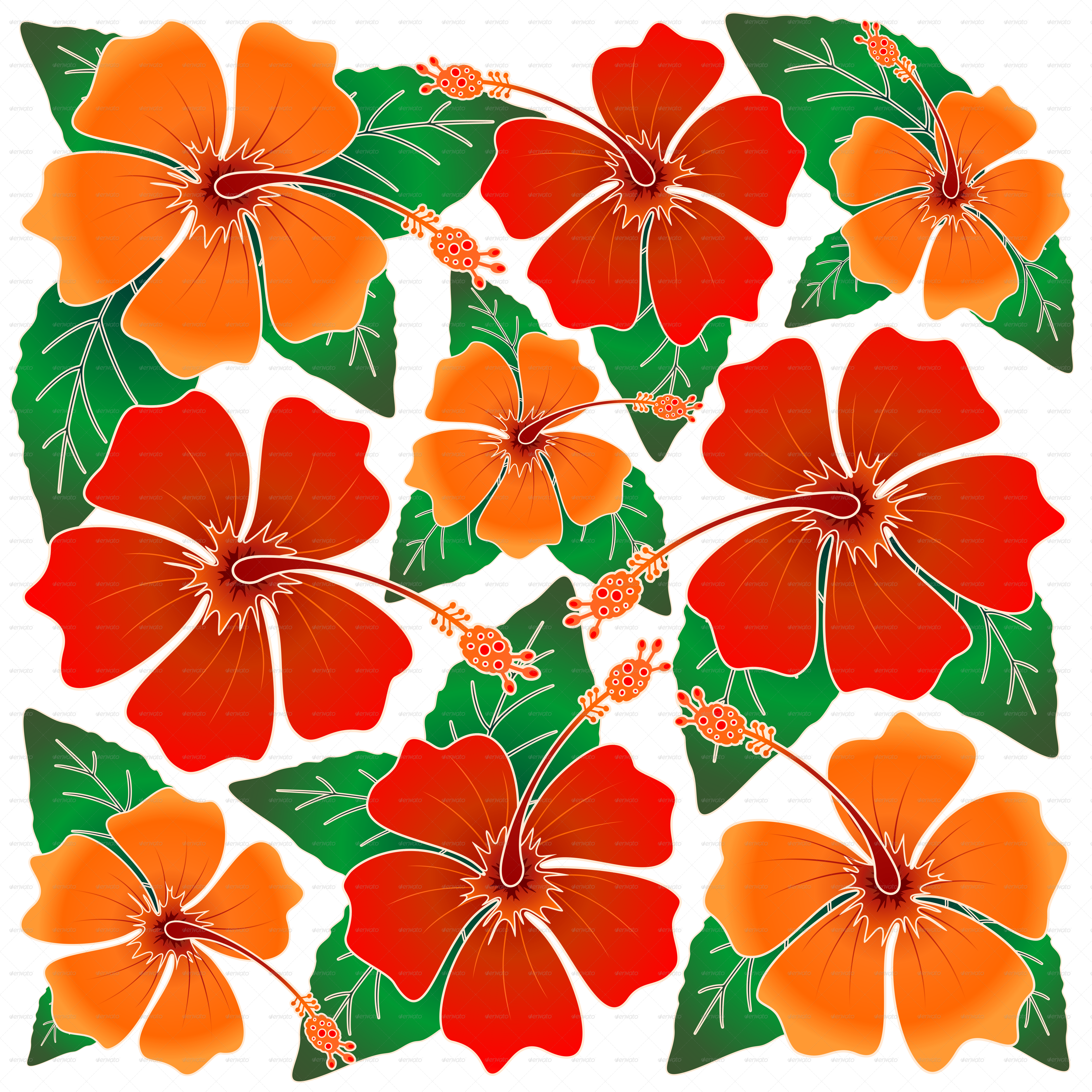 Hibiscus Batik Pattern-png 5000 - Batik (5000x5000), Png Download