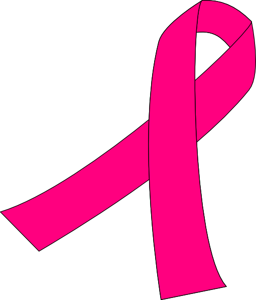 Pink Ribbon Banner Clip Art - Hot Pink Breast Cancer Ribbon (510x598), Png Download
