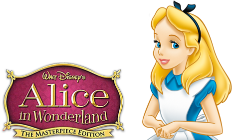 Alice In Wonderland Movie Image With Logo And Character - Alice's Adventures In Wonderland Alice (500x281), Png Download