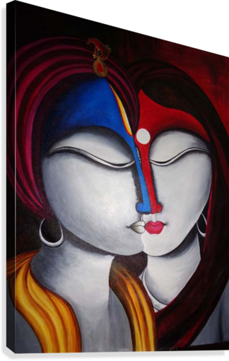 Banner Freeuse Download Spiritual Fusion - Acrylic On Canvas Radha Krishna Paintings (324x511), Png Download