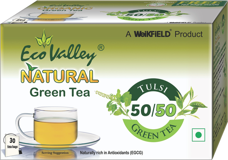 Eco Valley Organic Green Tea Ginger Mulethi (980x1110), Png Download