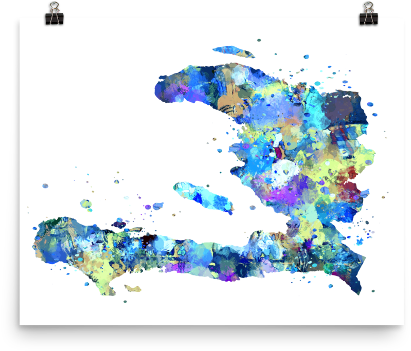 Haiti Map Art Print - Art (1000x1000), Png Download