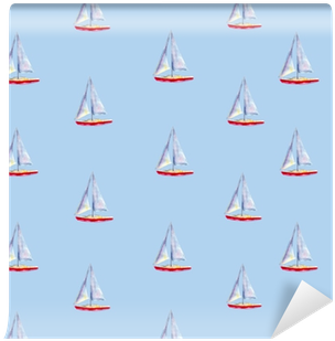 Watercolor Seamless Pattern With Sailboats, Bright - Sail (400x400), Png Download