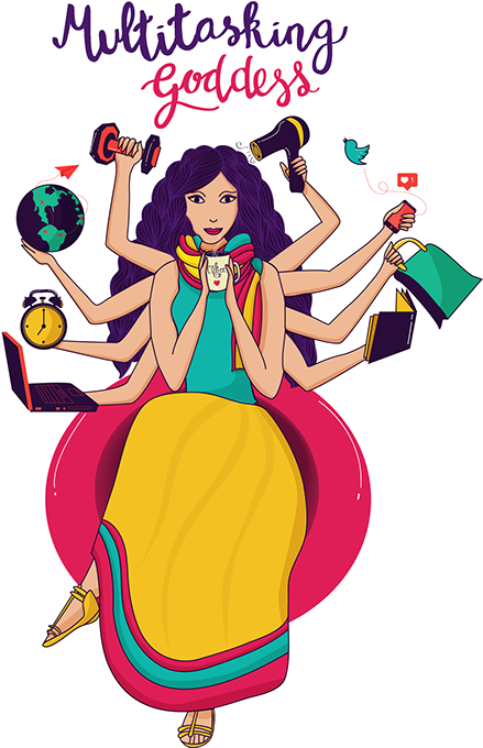 Durga Drawing Animated - Modern Indian Woman Illustration (600x720), Png Download