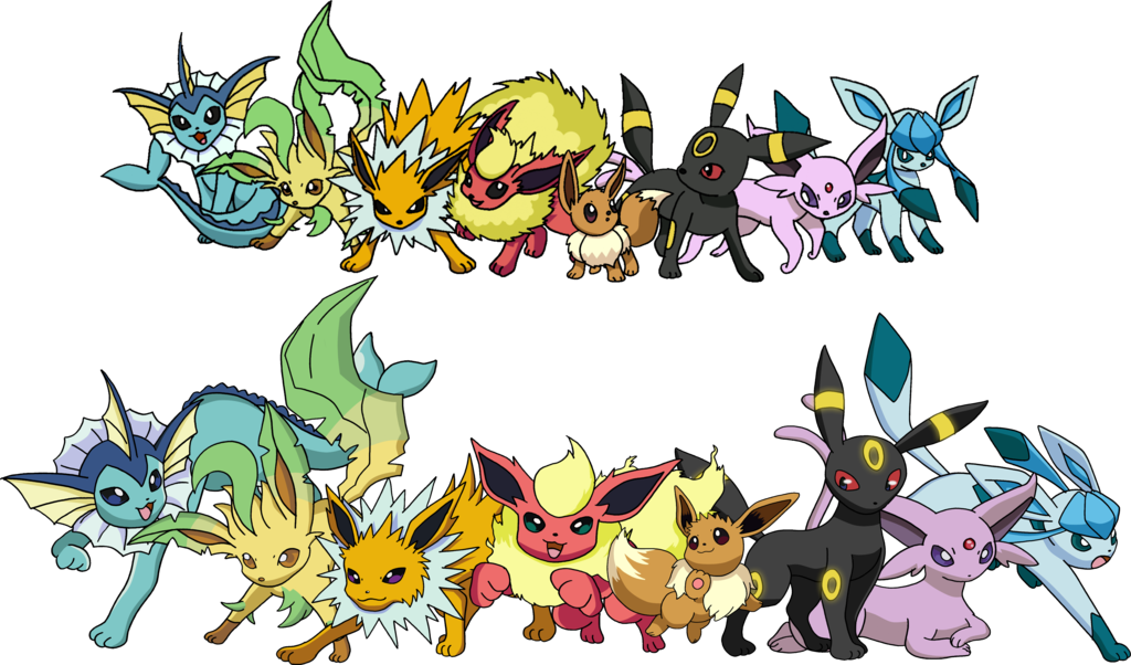 Eevee Team - Pokemon Eeveelutions (1024x602), Png Download