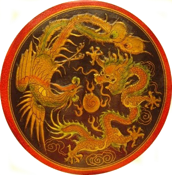 Chinese-dragon - Chinese Dragon Phoenix Yin Yang (350x356), Png Download