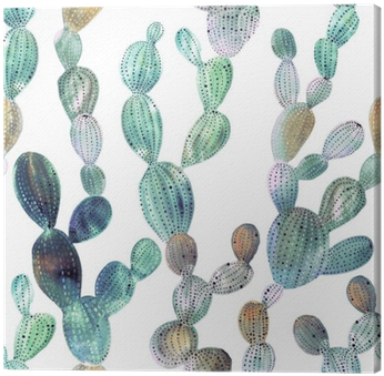 Cactus Pattern In Watercolor Style Canvas Print • Pixers® - Fondos De Pantalla De Captu (400x400), Png Download