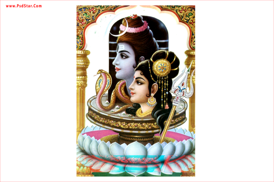 Lord Shiva And Parvati Maa Half Photo - Wallpaper (564x376), Png Download