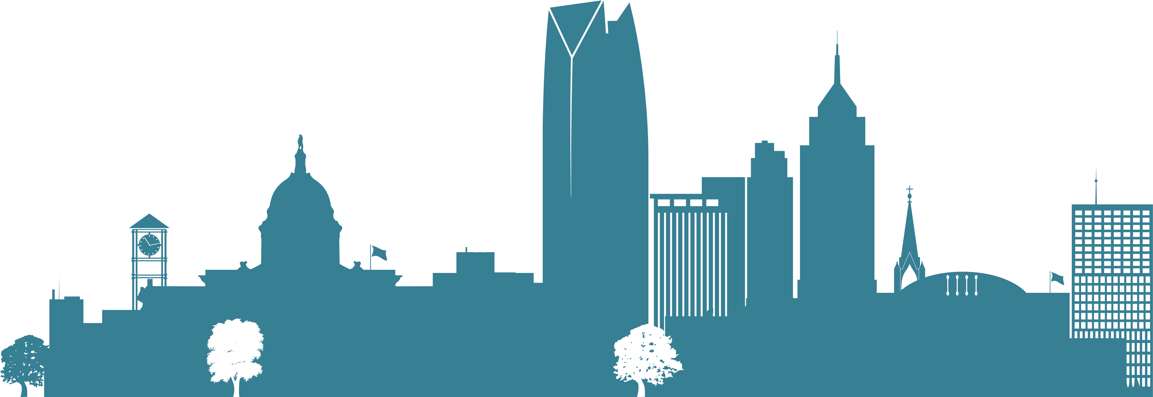 Skyline Illustration - Okc Skyline Silhouette Png (3883x1592), Png Download