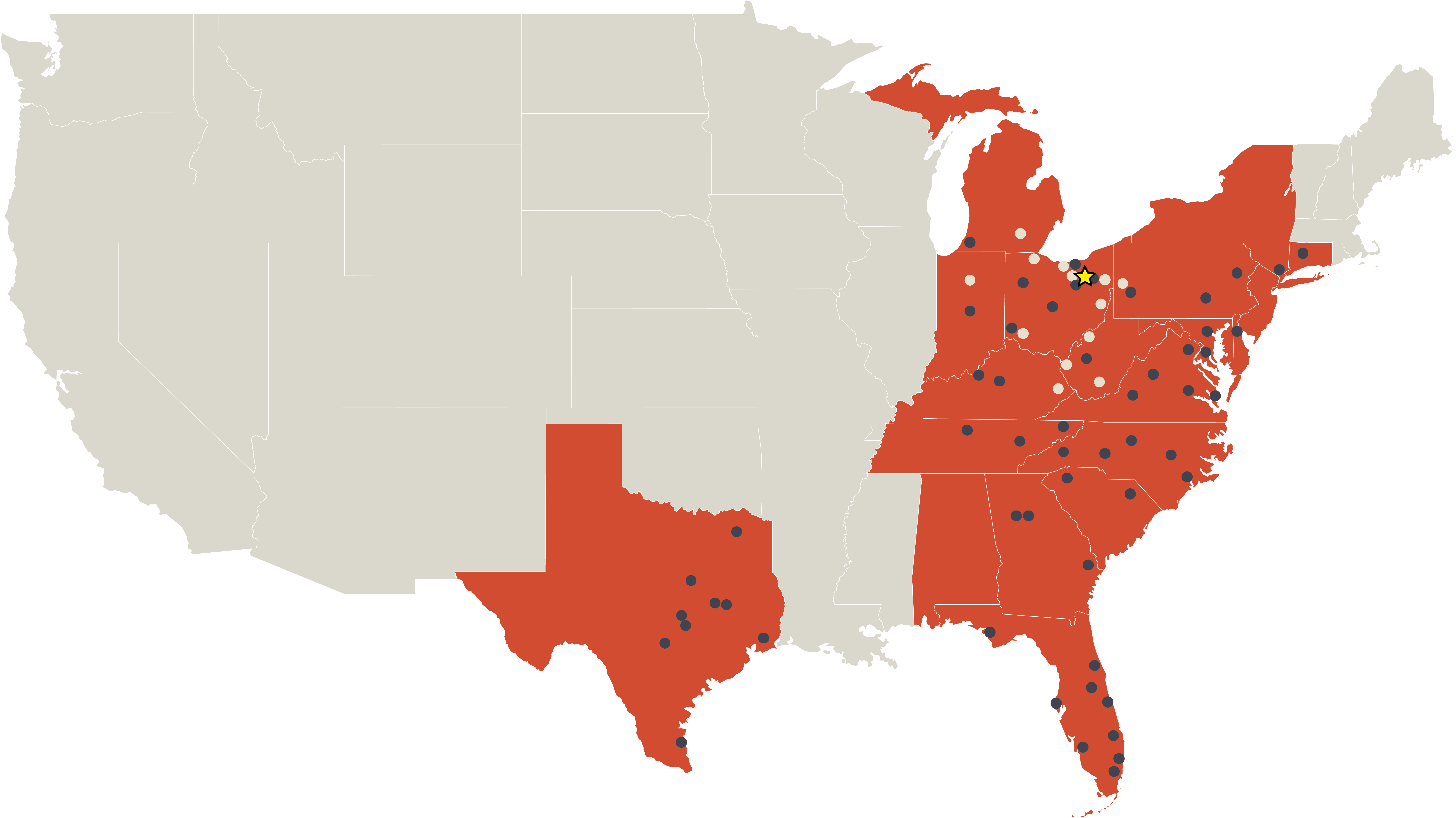 Awp Territory Us Map W Dots (9383x5273), Png Download