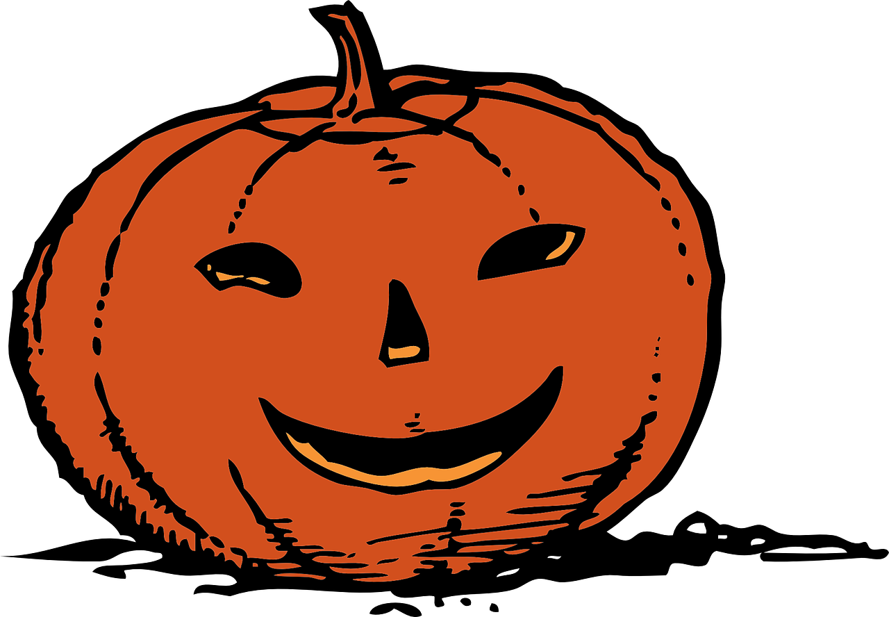 Pumpkins Vector Halloween - Smiling Pumpkin Clipart (1280x888), Png Download