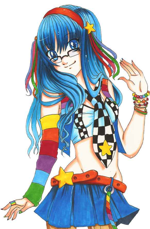 Arcus Word Bubble Vector - Anime Rainbow Girl (633x888), Png Download