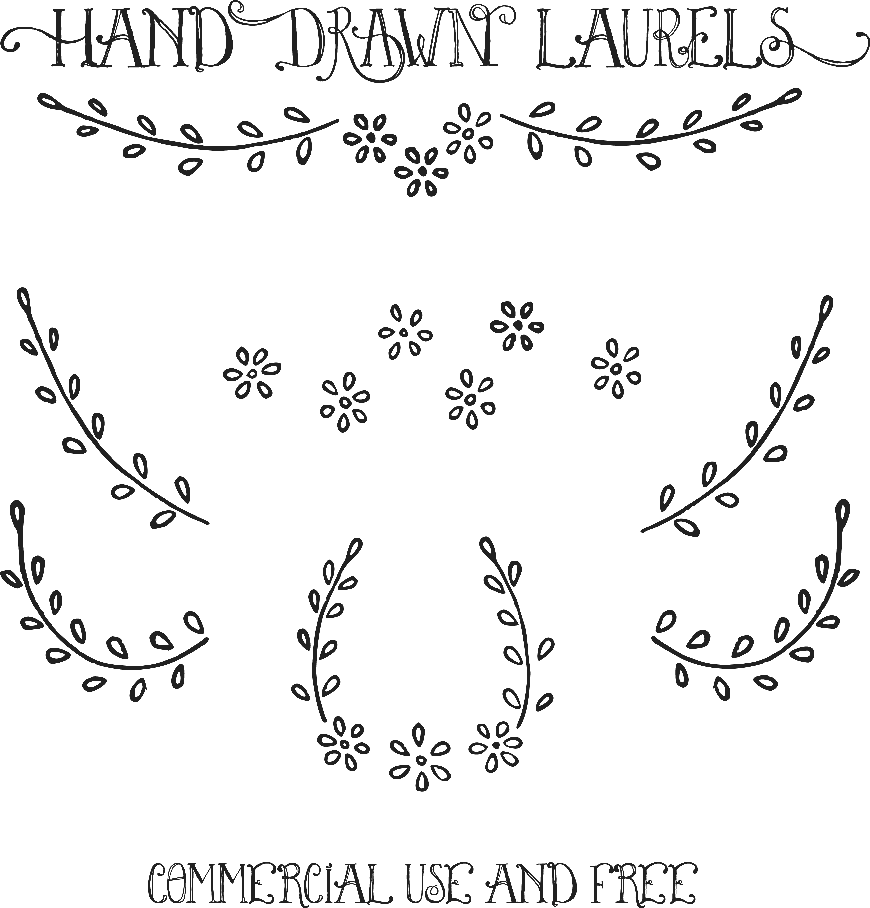 Royalty Free Images Hand Drawn - Hand Drawn Laurels Png (3510x3732), Png Download