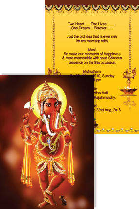 Glowing Ganesha Wedding Invitation Card - Invitation Card Preparing Ganesha (284x426), Png Download