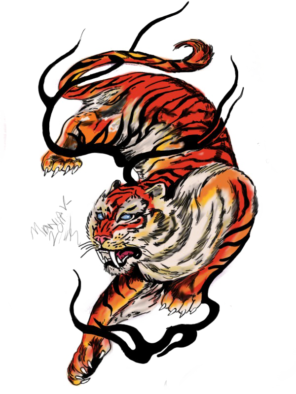 Tiger Tattoos Png Free Download - Tiger Tattoo Images Hd (600x800), Png Download