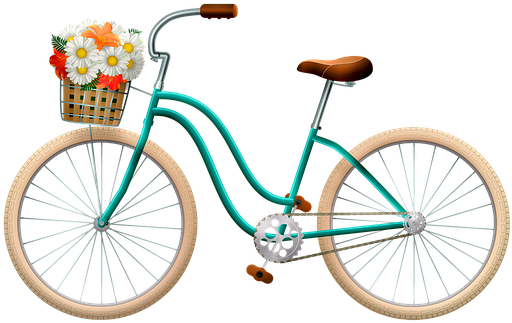 Bicycle, Basket With Flowers - Bicycle (544x340), Png Download