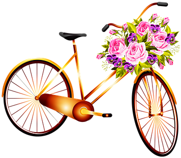 Bicycle, Basket With Flowers - Vintage Background Bicycle (391x340), Png Download