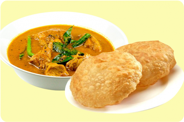 More Views - Poori With Chicken Curry (600x600), Png Download