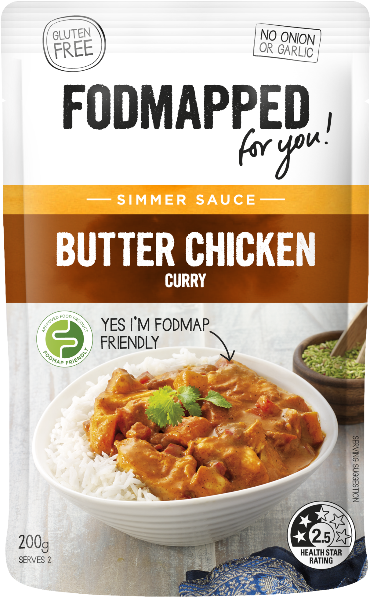 Butter Chicken Curry Simmer Sauce - Fodmapped Butter Chicken Curry Simmer Sauce 200g (1400x2140), Png Download