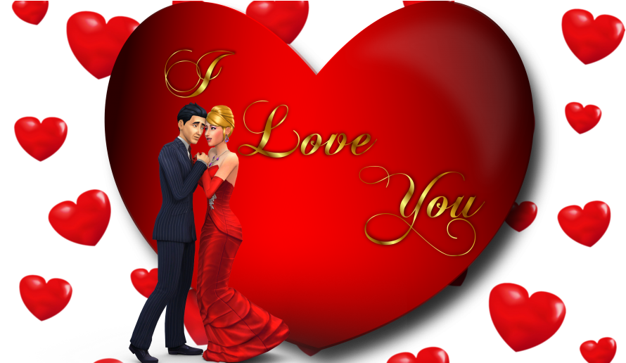 I Love You Loving Couple Red Heart Desktop Hd Wallpaper - Love U Photos Download (915x515), Png Download