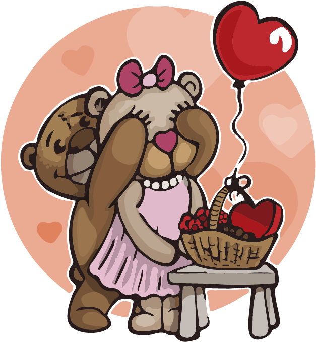 Romantic Clipart Valentines Day Teddy Bear - Teddy Bear Love Type (764x775), Png Download