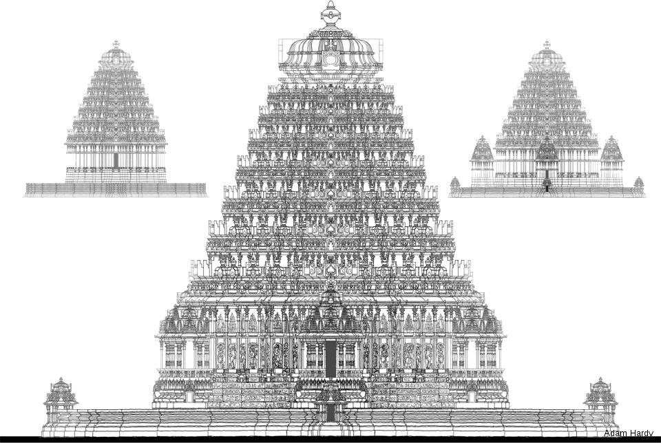 Home Plans And Designs In Tamil Nadu Temples - Hindu Temple Drawing (960x644), Png Download