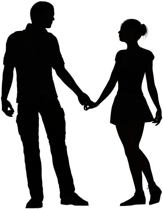 Go To Image - Couple Holding Hands Black Silhouette (658x720), Png Download