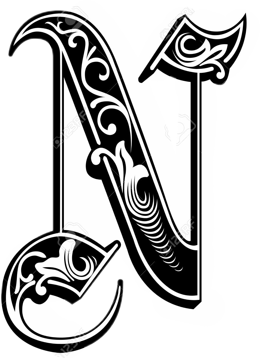 Report Abuse - Garnished Gothic Style Font Letter N (883x1214), Png Download