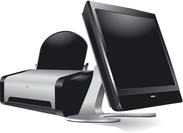 Small - Monitor And Printer (600x435), Png Download