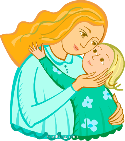Mother And Child Royalty Free Vector Clip Art Illustration - Mother And Daughter Png Clipart (426x480), Png Download