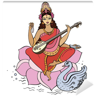 Easy To Easy Photo Of Saraswati Maa (400x400), Png Download