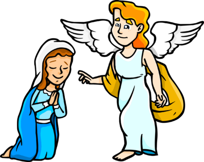 Image Mary And Gabriel Png - Mary And Gabriel Cartoon (400x318), Png Download
