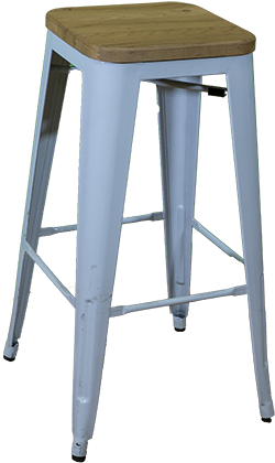 White Tolix Bar Stool With Timber Seat - Set Of 4 - Metropolis Metal Backless Counter Stool (1000x593), Png Download