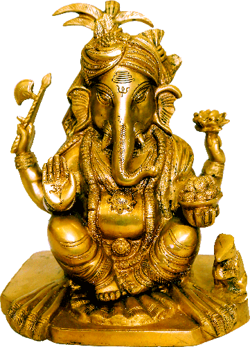 Ganesh Pagdi Brass Figure 9″ (361x500), Png Download