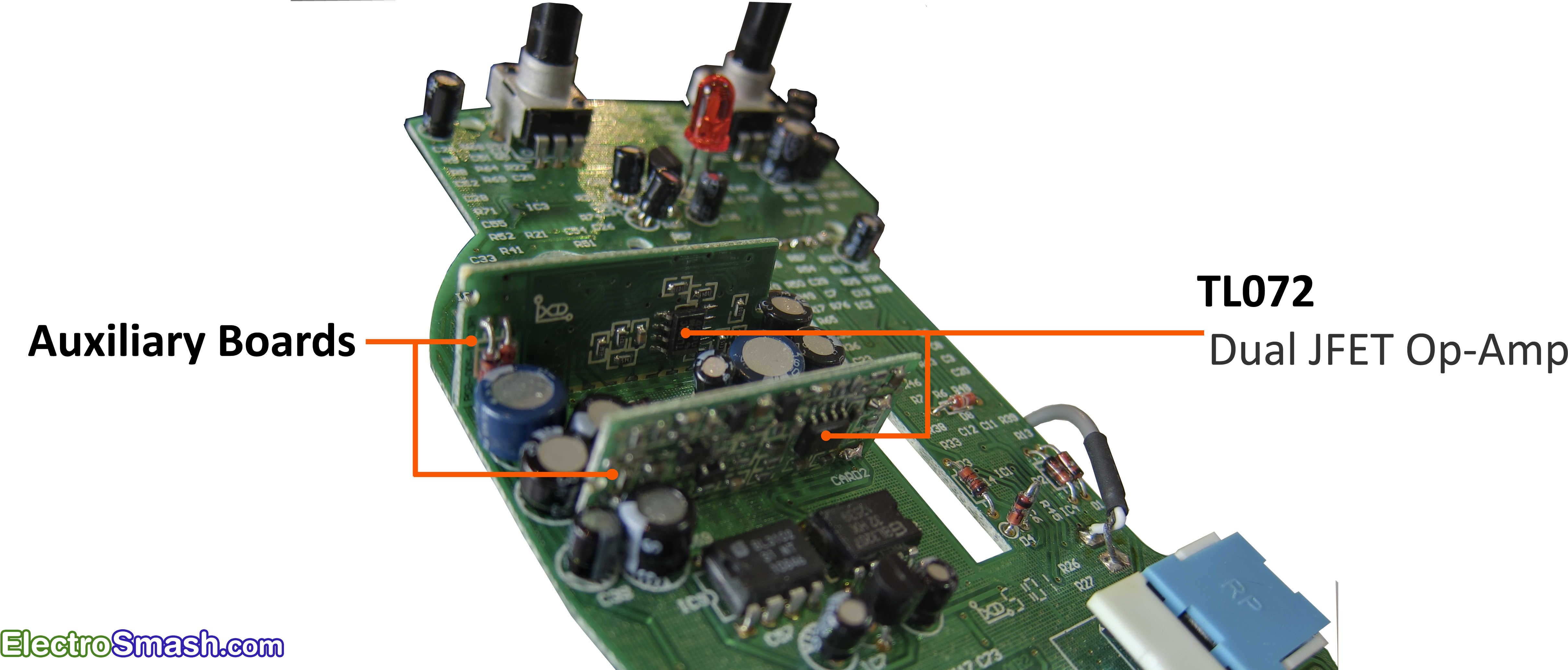 Danelectro Sitar Swami Auxiliary Boards On Mother Board - Aux Pcb (4882x2068), Png Download