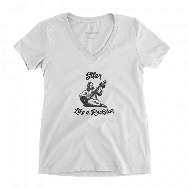 Sitar Like A Rockstar V-neck - T-shirt (600x600), Png Download