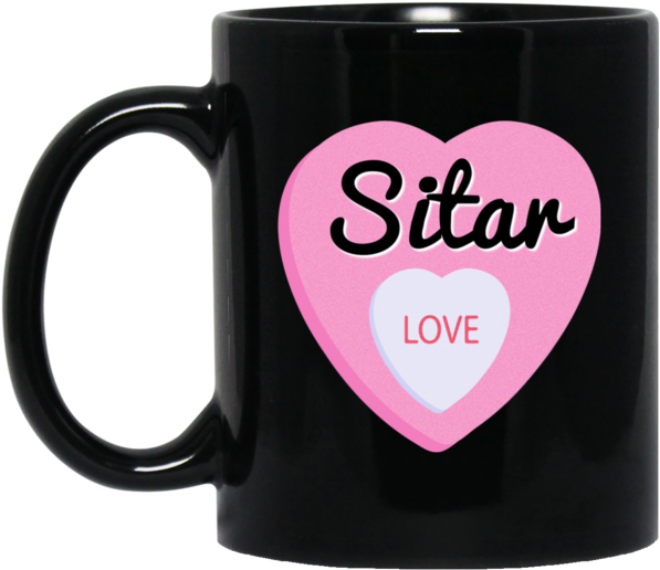 Sitar Love Valentine's Day Hearts Coffee Mug Black - Deadpool Spiderman Lion King Png (600x600), Png Download