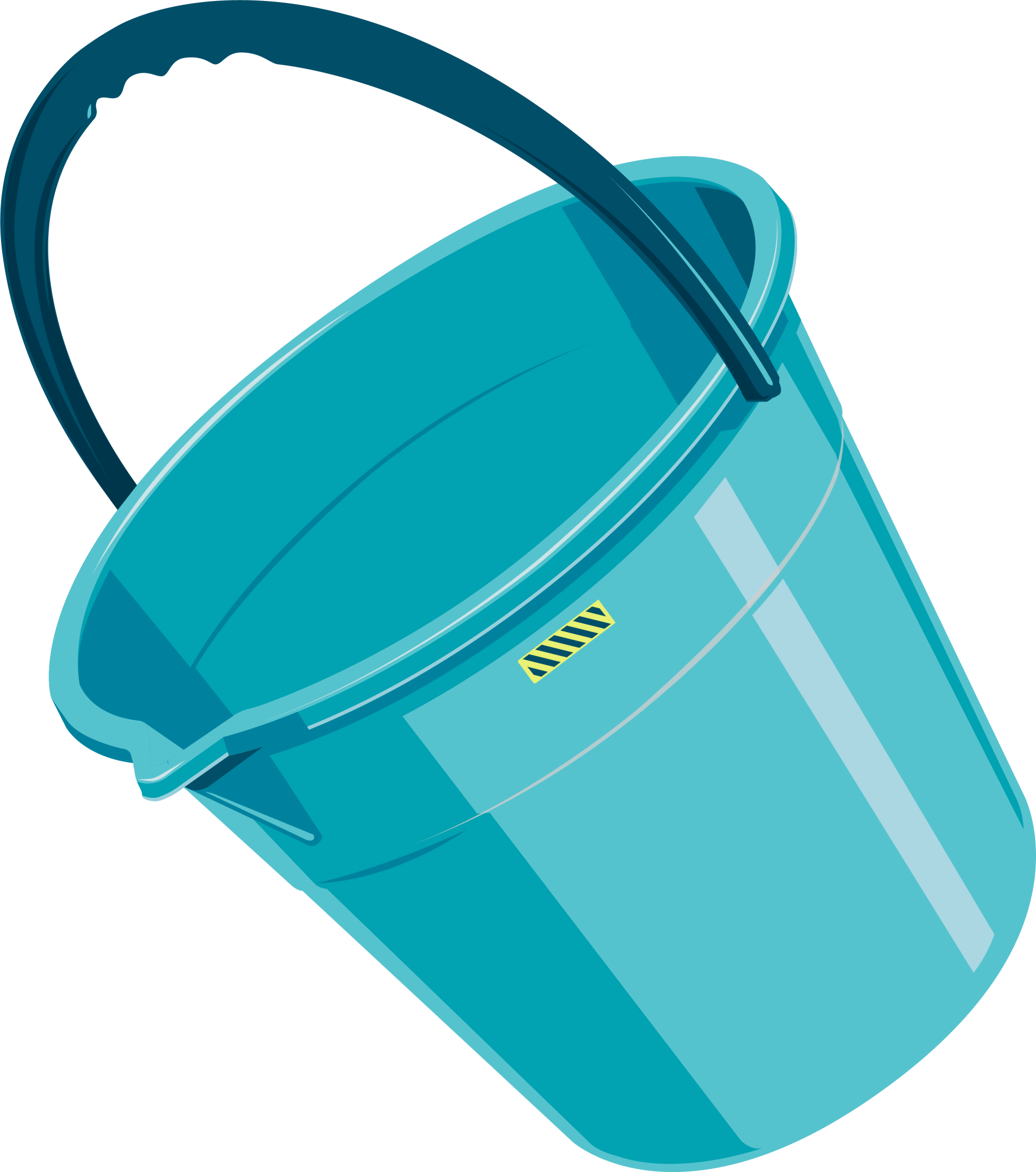 Blue Bucket Plastic Cartoon - Cartoon Bucket (2000x2262), Png Download
