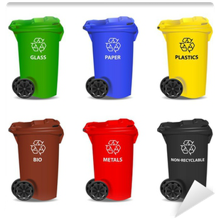 Set Of Colorful Recycling Bins - Proper Waste Disposal (400x400), Png Download