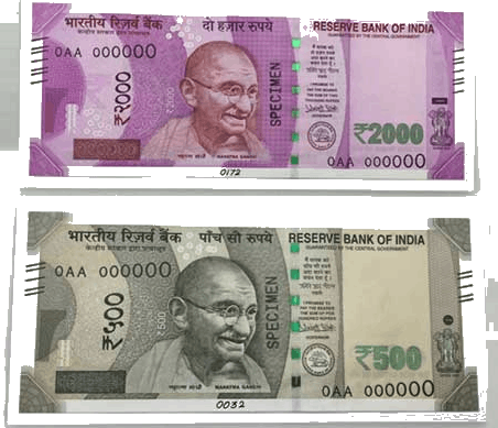 Image Of Rbi Revealed The New Rs - 2000 Rupees Indian Currency (452x389), Png Download