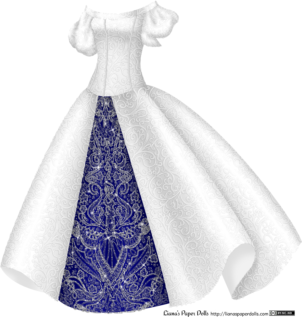 Graphic Transparent Stock Drawing Robes Princess Dress - Silver And White Princess Dress (967x1030), Png Download
