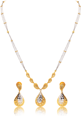 Beautiful Golden Raindrops Chain Set - Beautiful Golden Jewellery Sets (400x400), Png Download