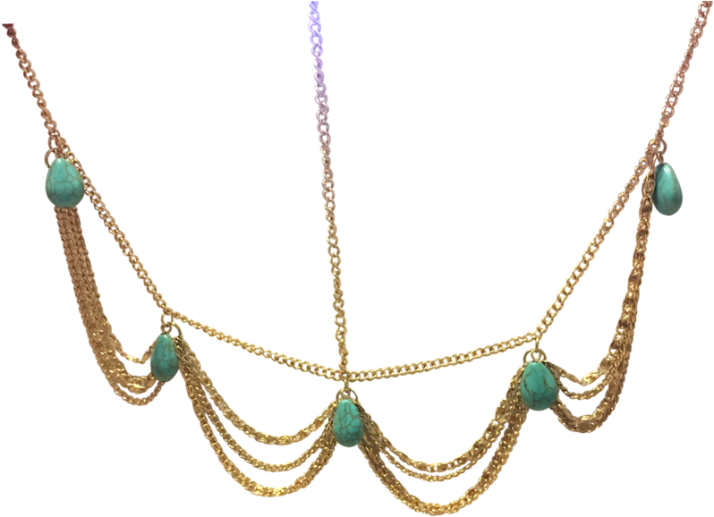 Aqua Stone & Scallop Head Jewellery - Necklace (1024x768), Png Download